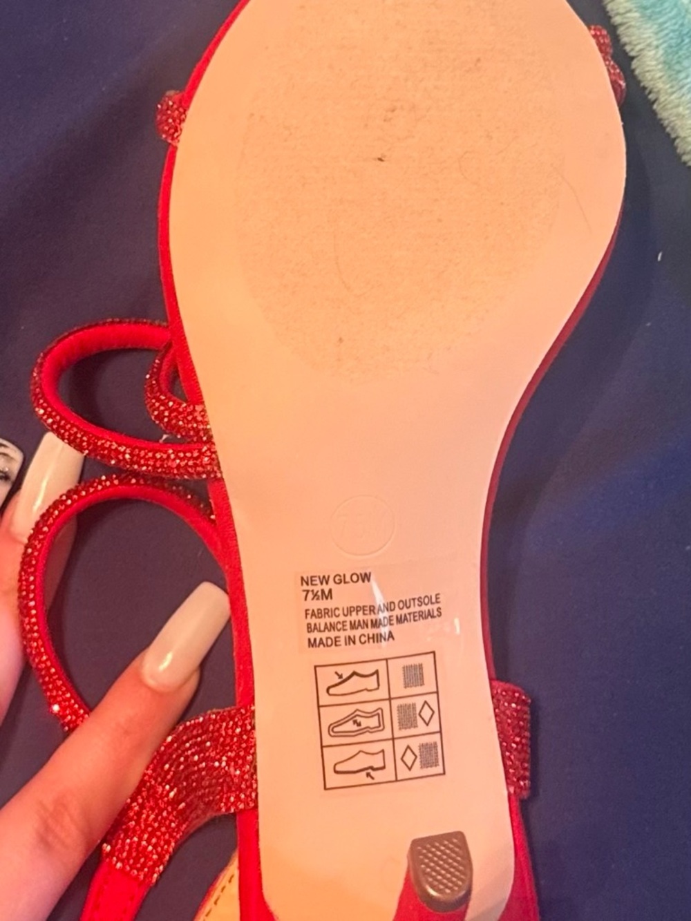 Madeline Red Crystal Strappy High Heel Sandals - Picture 5 of 5